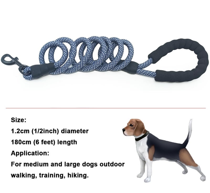 MayPaw Heavy Duty Rope Dog Leash, 3/4/5/6/7/8/10/12/15 FT Nylon Pet Leash, Soft Padded Handle Thick Lead Leashes for Large Medium Dogs (Navy, 1/2" * 6') - Image 5
